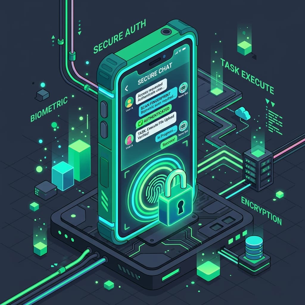 Secure biometric authentication and task execution on a smartphone