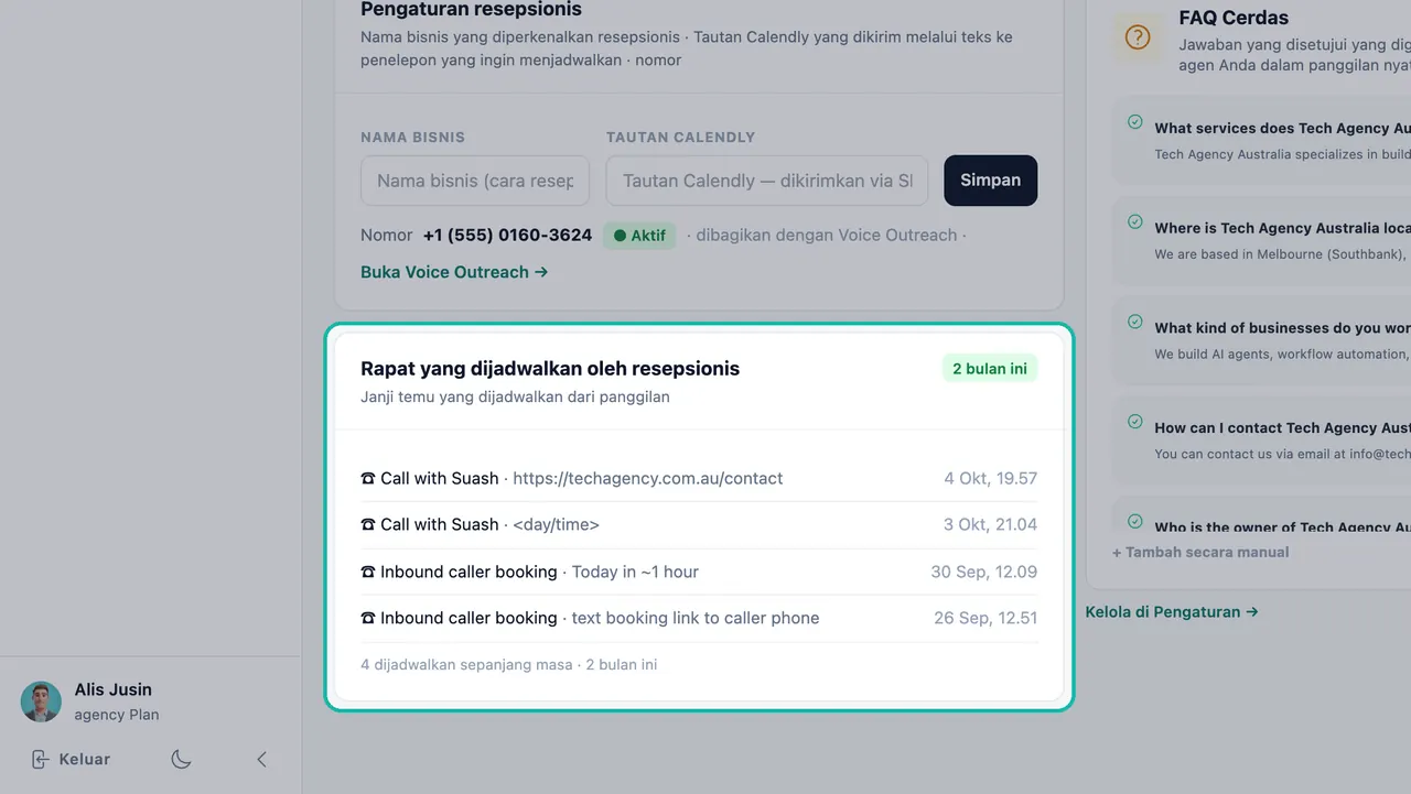 Kartu Rapat yang dijadwalkan oleh resepsionis disorot dengan empat jadwal dan lencana 2 bulan ini