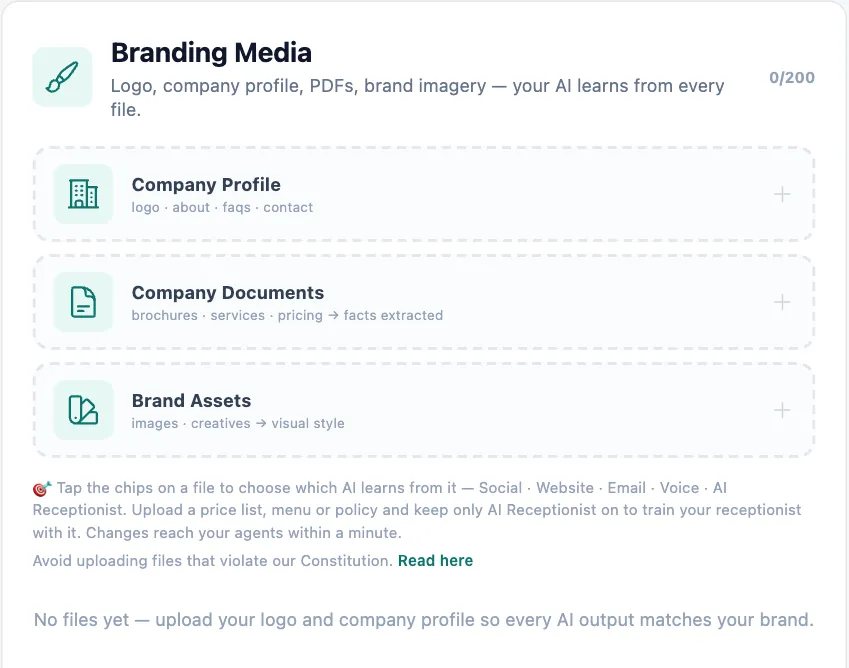 Branding Media: company profile, company documents and brand assets