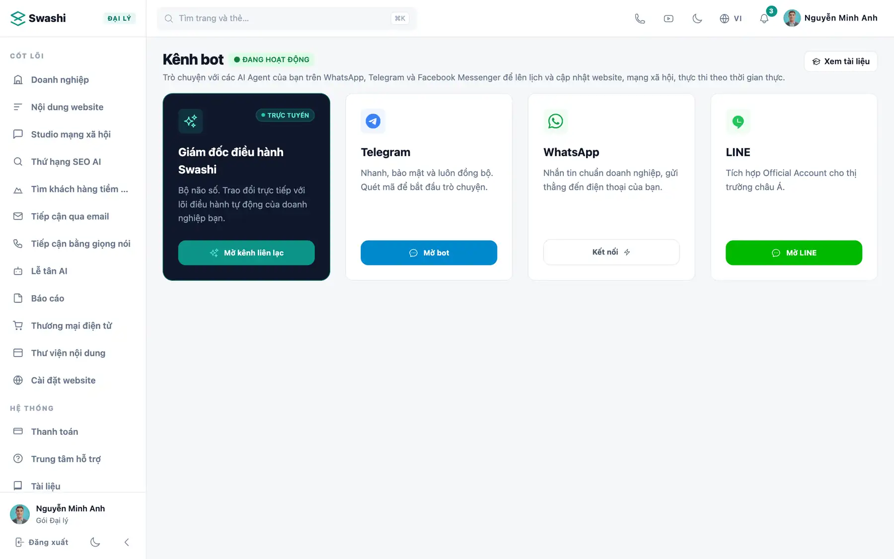 Telegram, WhatsApp và LINE